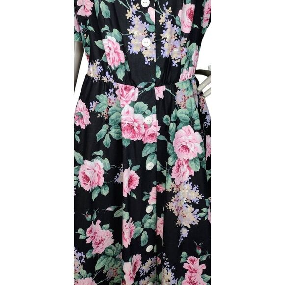 VTG Dark Cottagecore Romantic Sweet Floral Puff Sleeve Lolita Kawaii JSK Dress - Picture 6 of 9